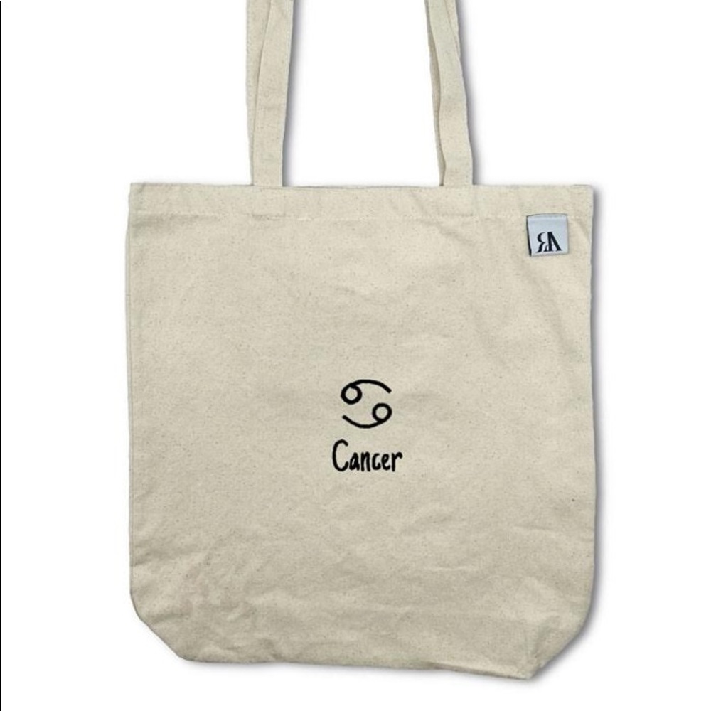 Cancer astrology / zodiac embroidered tote bag
